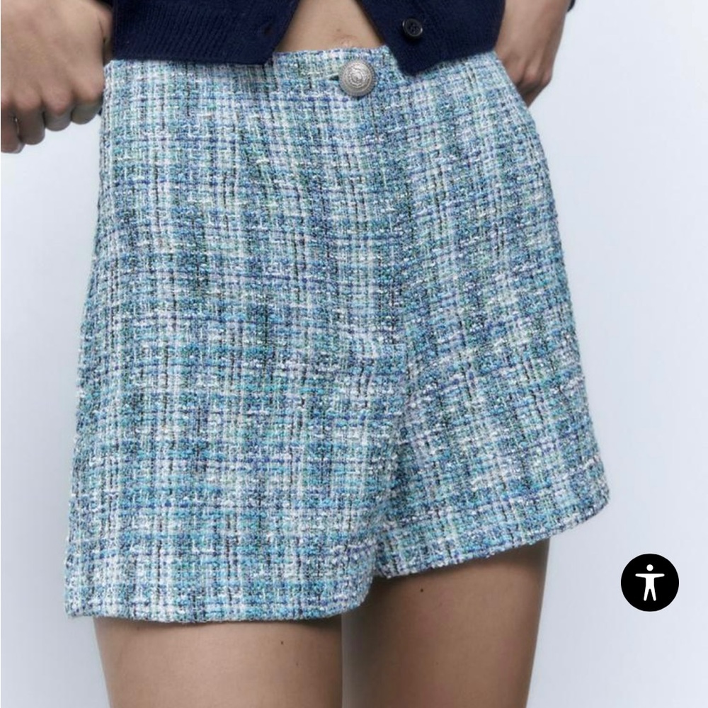 ZARA NWT blue textured shorts